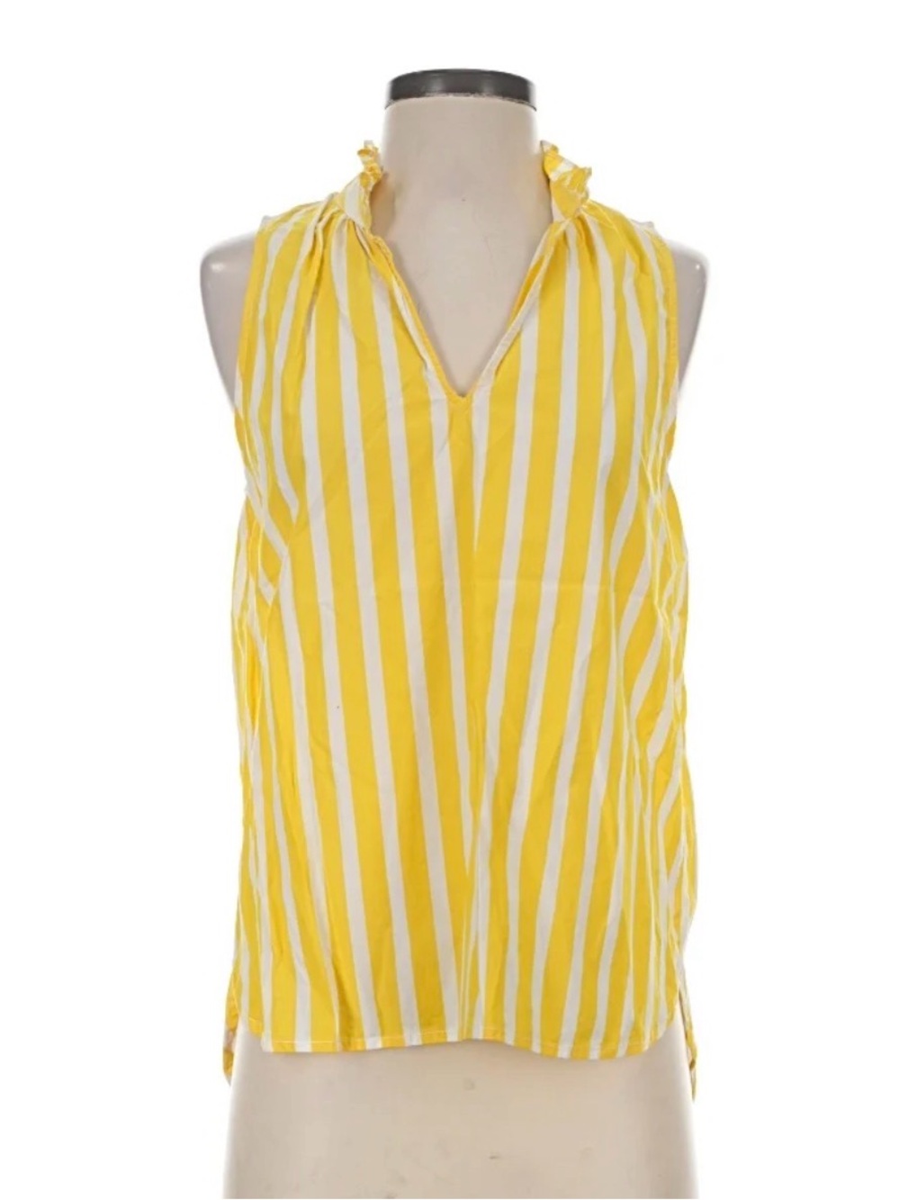 J Crew Yellow Stripe Sleeveless V-Neck Women's Top
